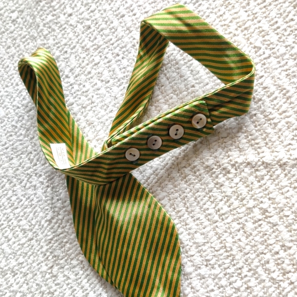 Vintage Carrot & Gibbs pure horizontal striped Silk self- tied Bowtie, size OS - Picture 5 of 9